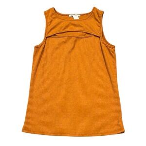 Caution to the Wind | EUC Ribbed Tank Top with Chest Cut-Out